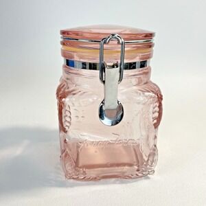 Fanny Farmer Pink Glass Clamp Candy Jar Canister Vintage Cottagecore